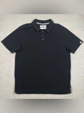American Giant Polo Shirt Men's Size L Black Short Sleeve Cotton Made In USA